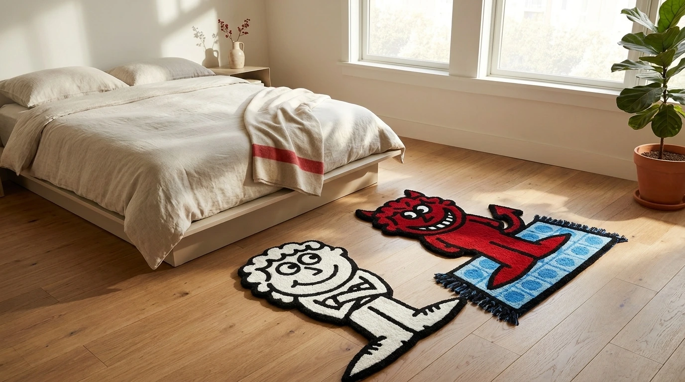 Hand-tufted rug in a cozy room